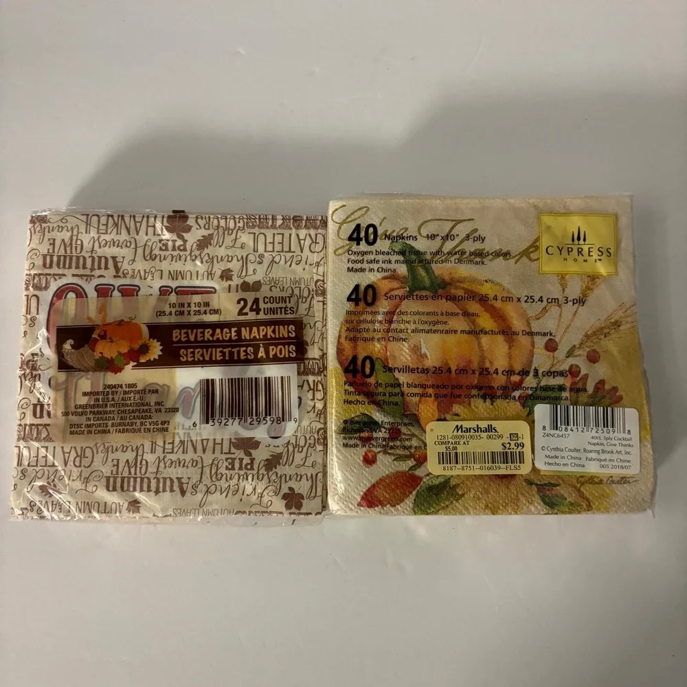 Cypress Home Thanksgiving Napkins 64ct Give Thanks Pumpkin Fall Harvest